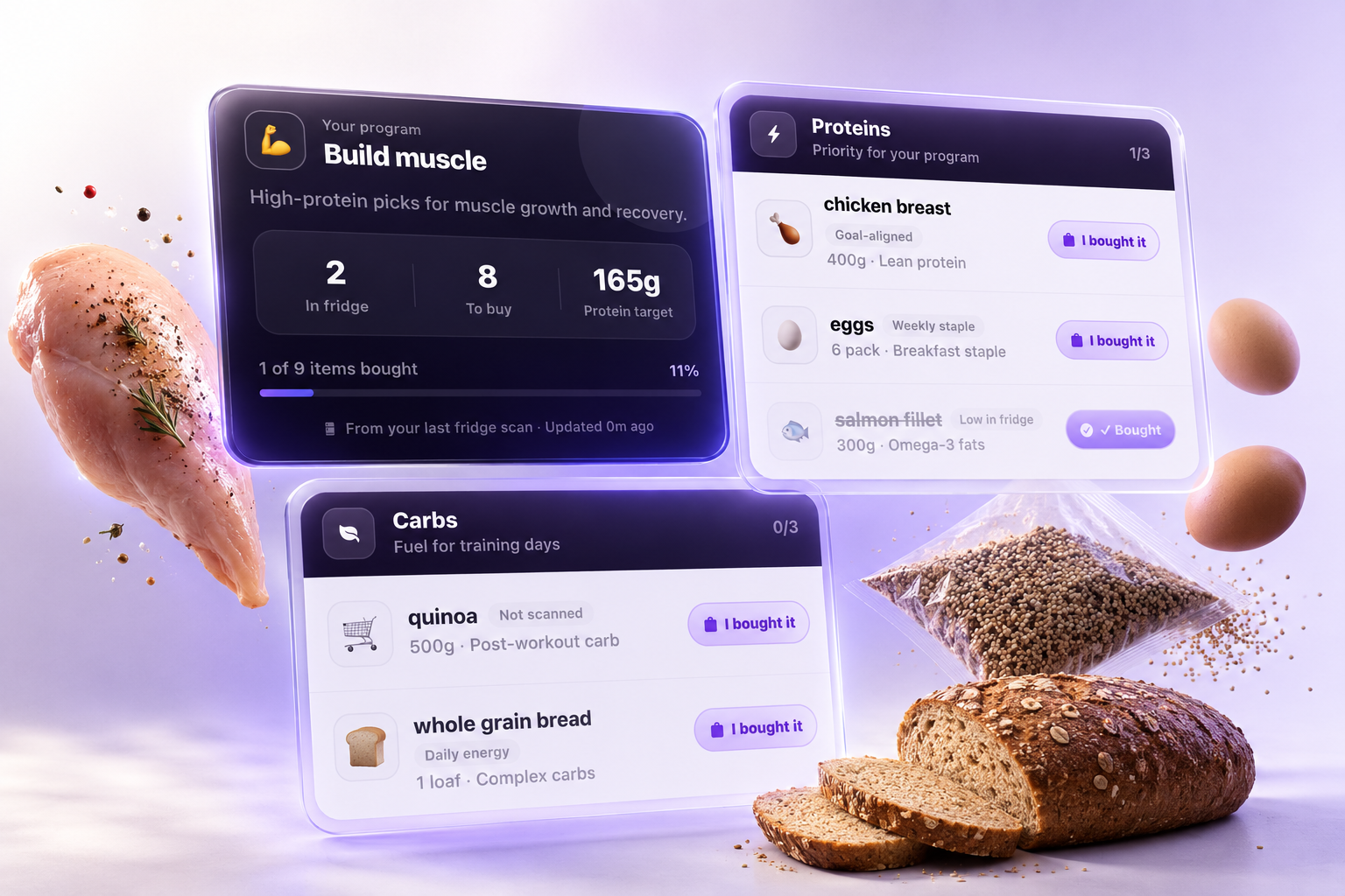Auto-generated grocery list based on training program